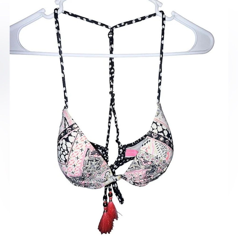 Victoria's Secret Pink and Black Paisley Push-Up Bikini Top